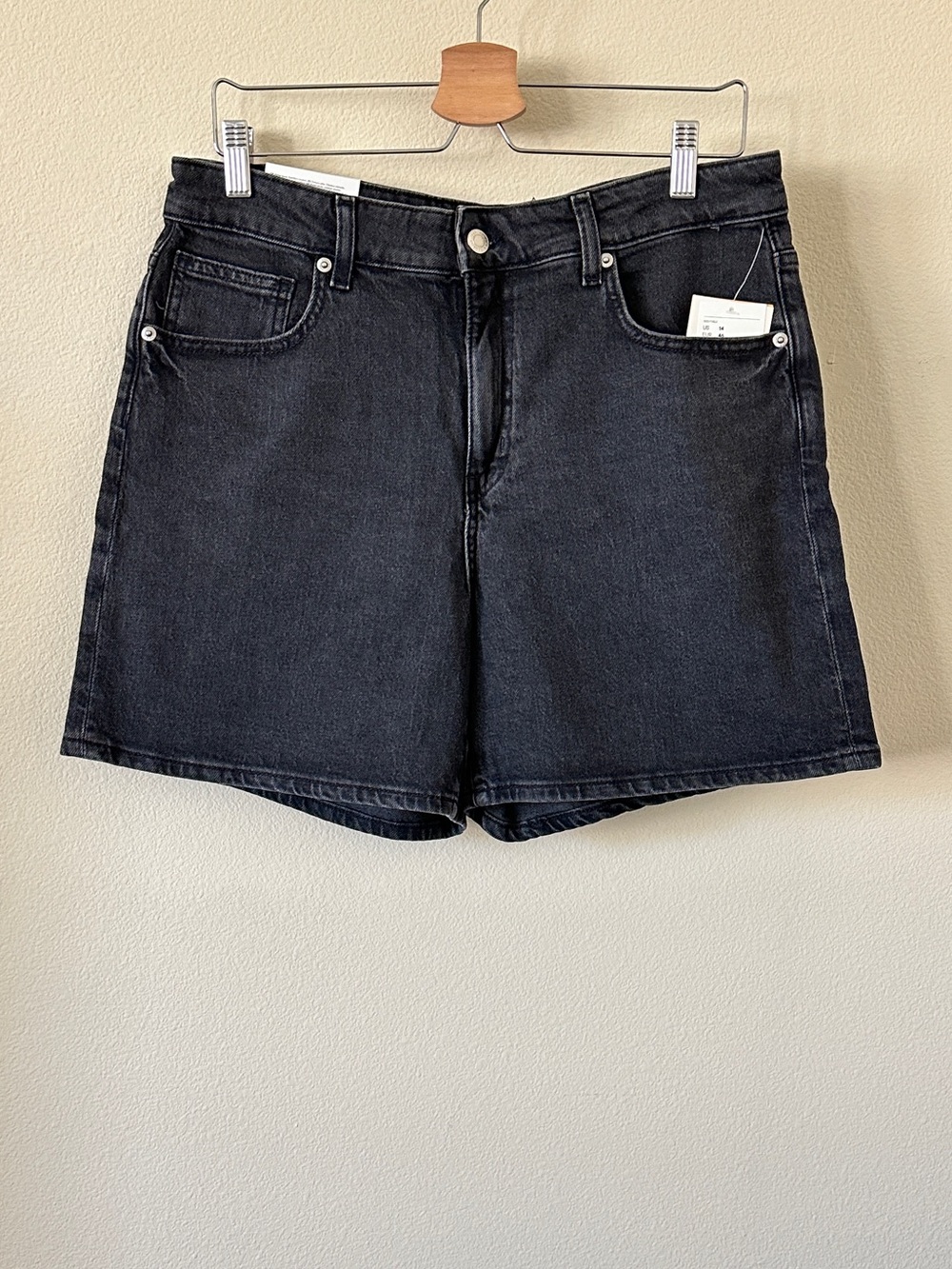 H&M Black High-Rise Stretch Comfort Cotton Denim Shorts Size 14